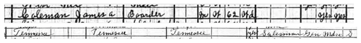 Jas A Coleman 1920 Census clip